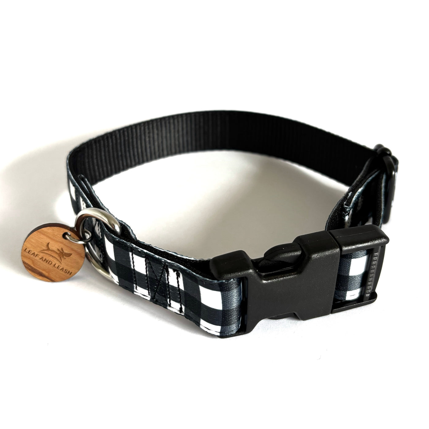Black Gingham Dog Collar