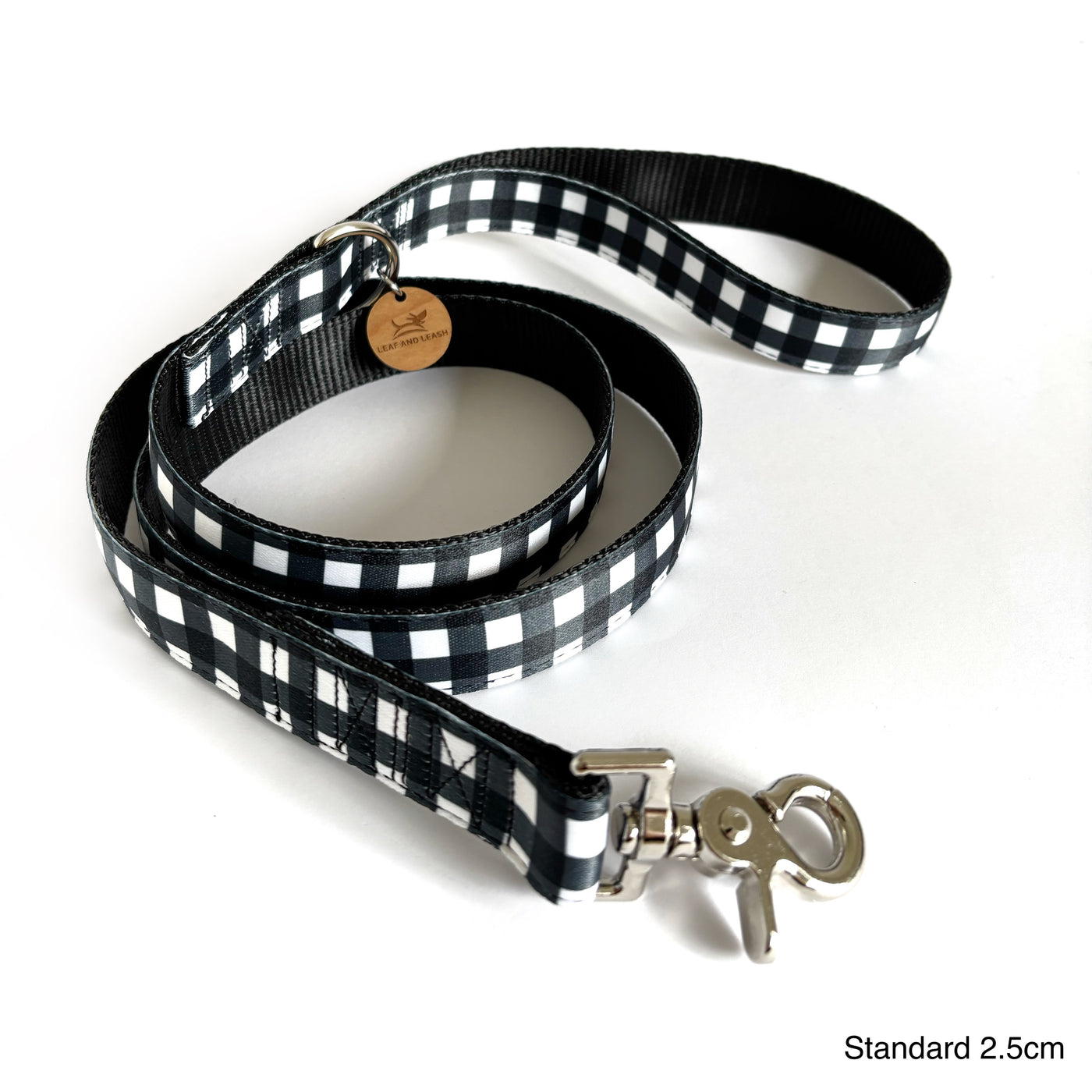 Black Gingham Dog Lead