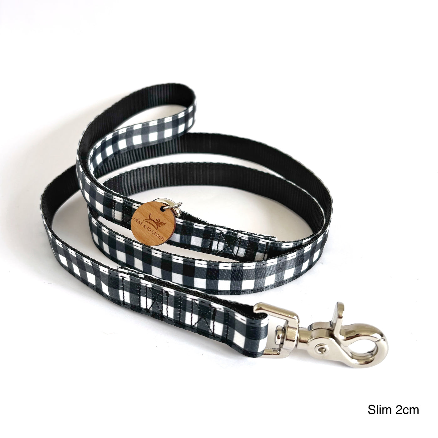 Black Gingham Dog Lead