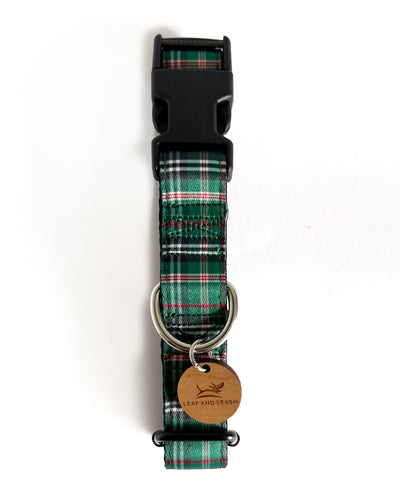 Green Plaid Dog Collar