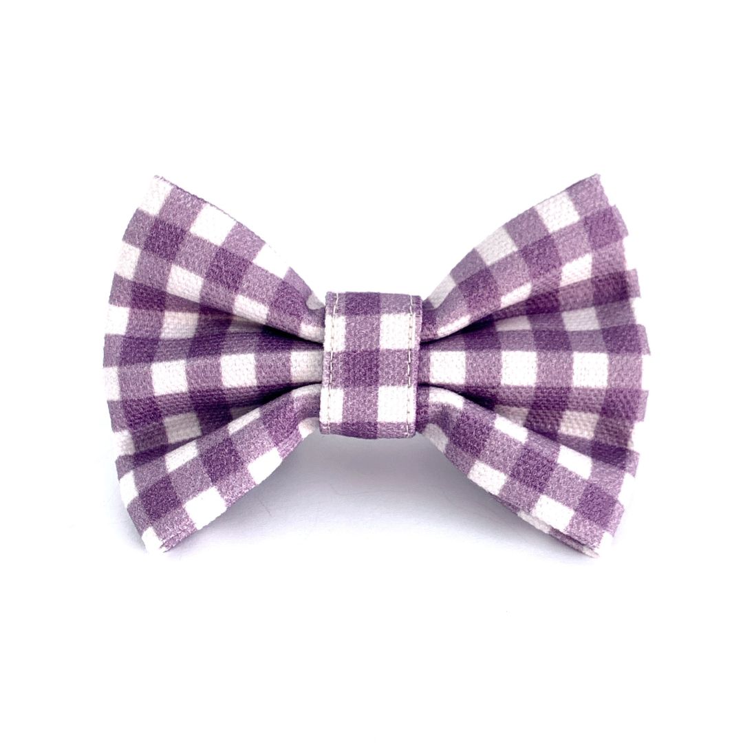 Purple Gingham Dog Bow Tie