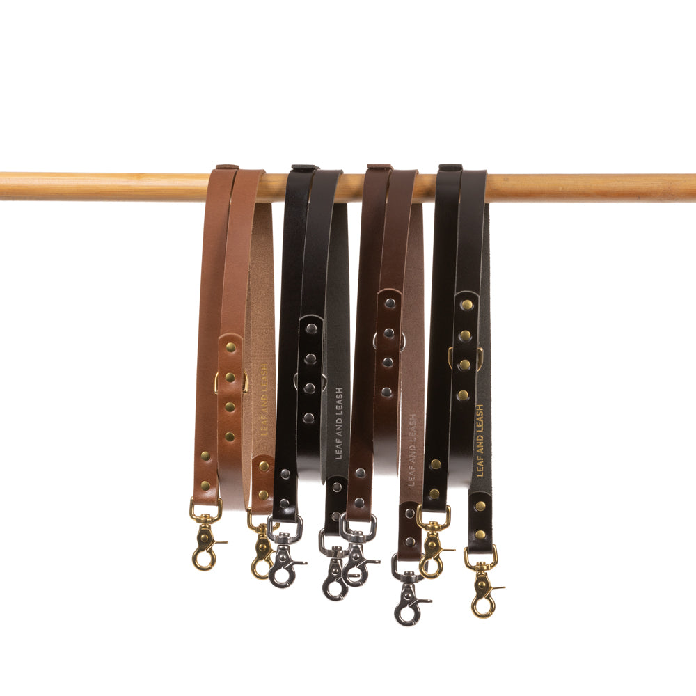 tan leather, brown leather, black leather dog leashes. short dog leads australia